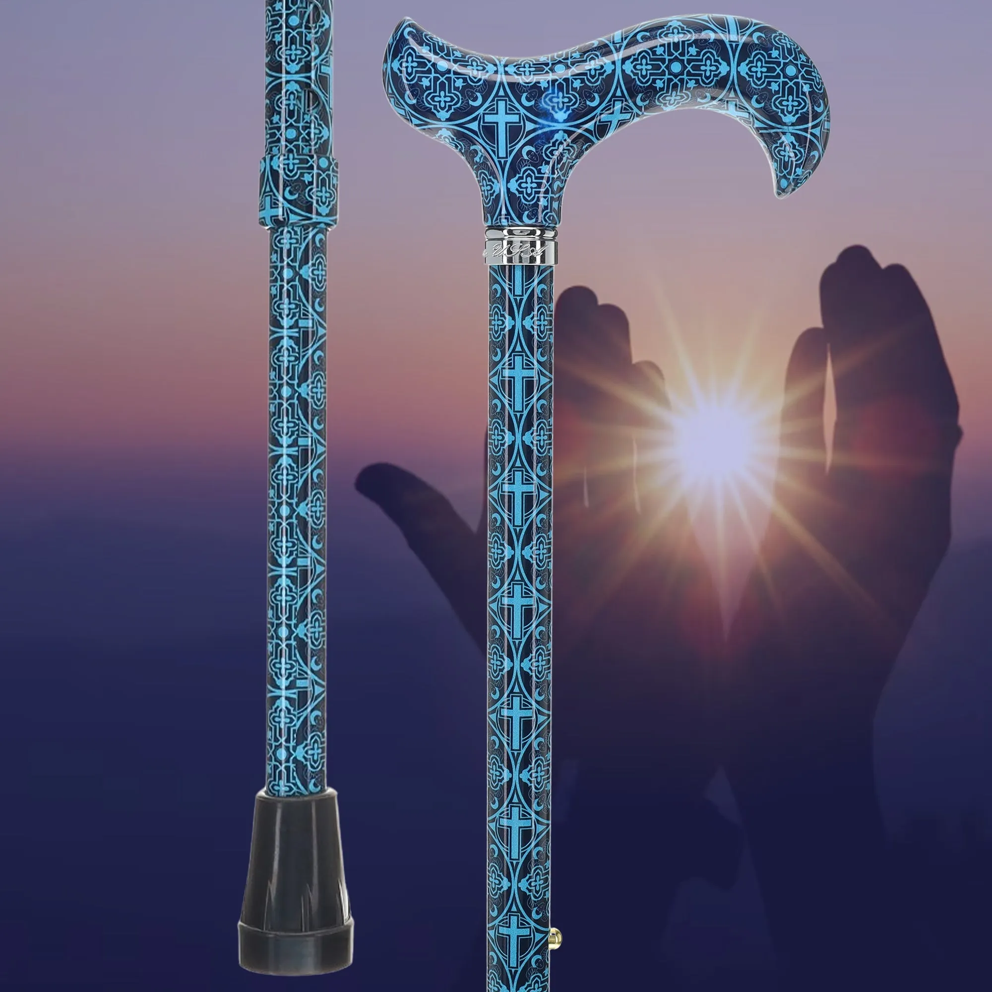 Blue Infinity Cross Designer Derby: Patterned Handle