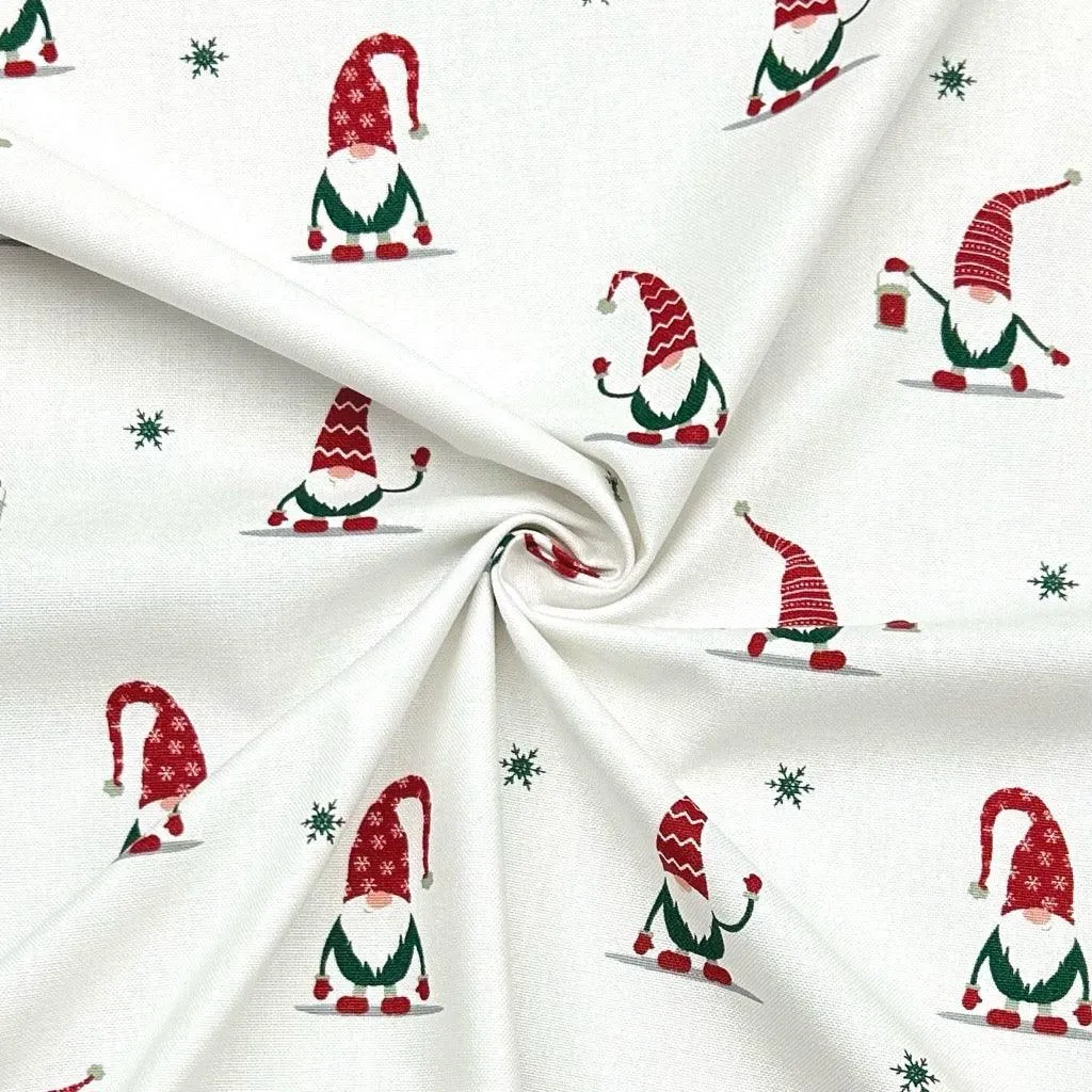 Christmas Gnomes Cotton Canvas Fabric