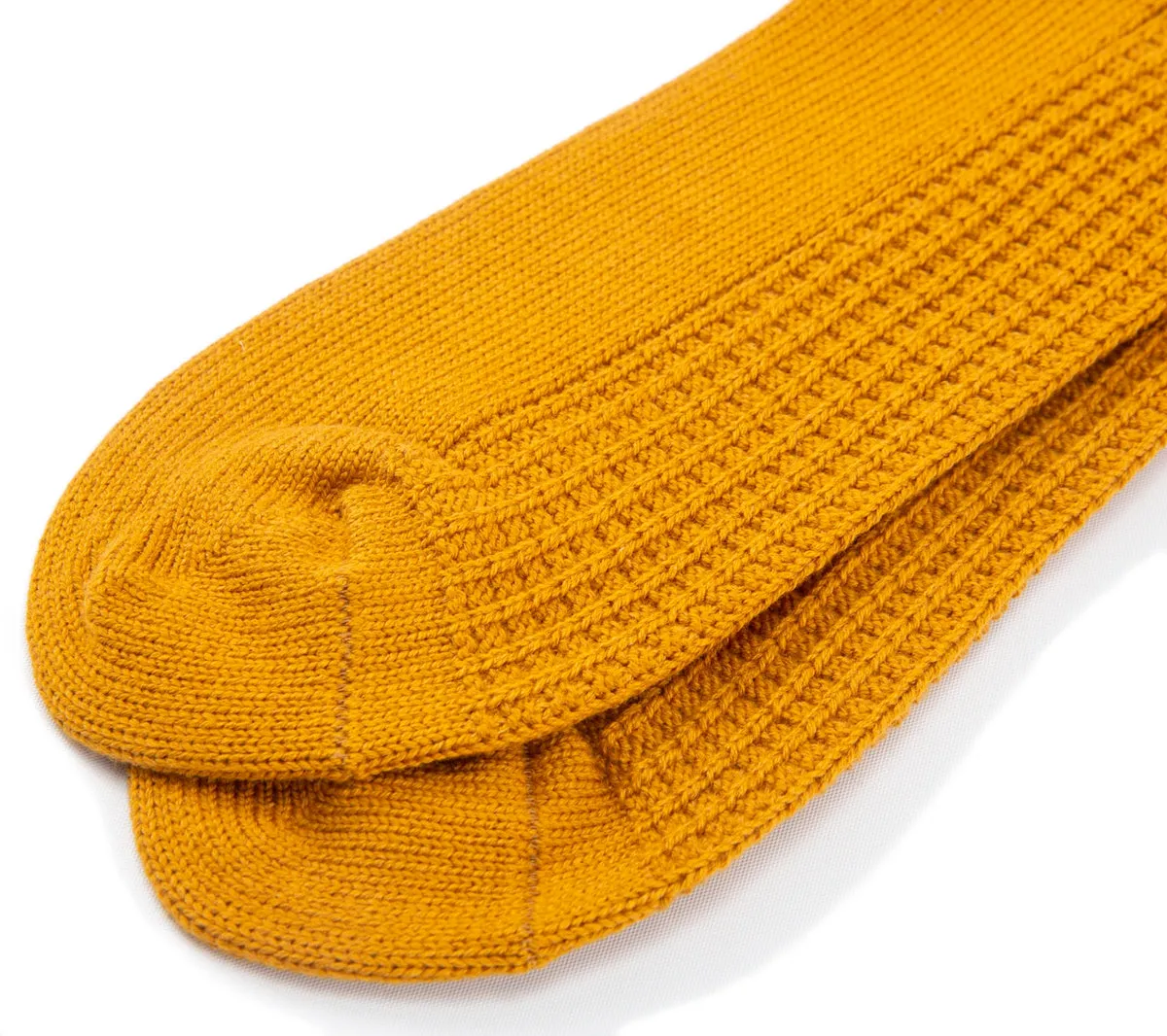 Cotton Waffle Crew Socks | Mustard