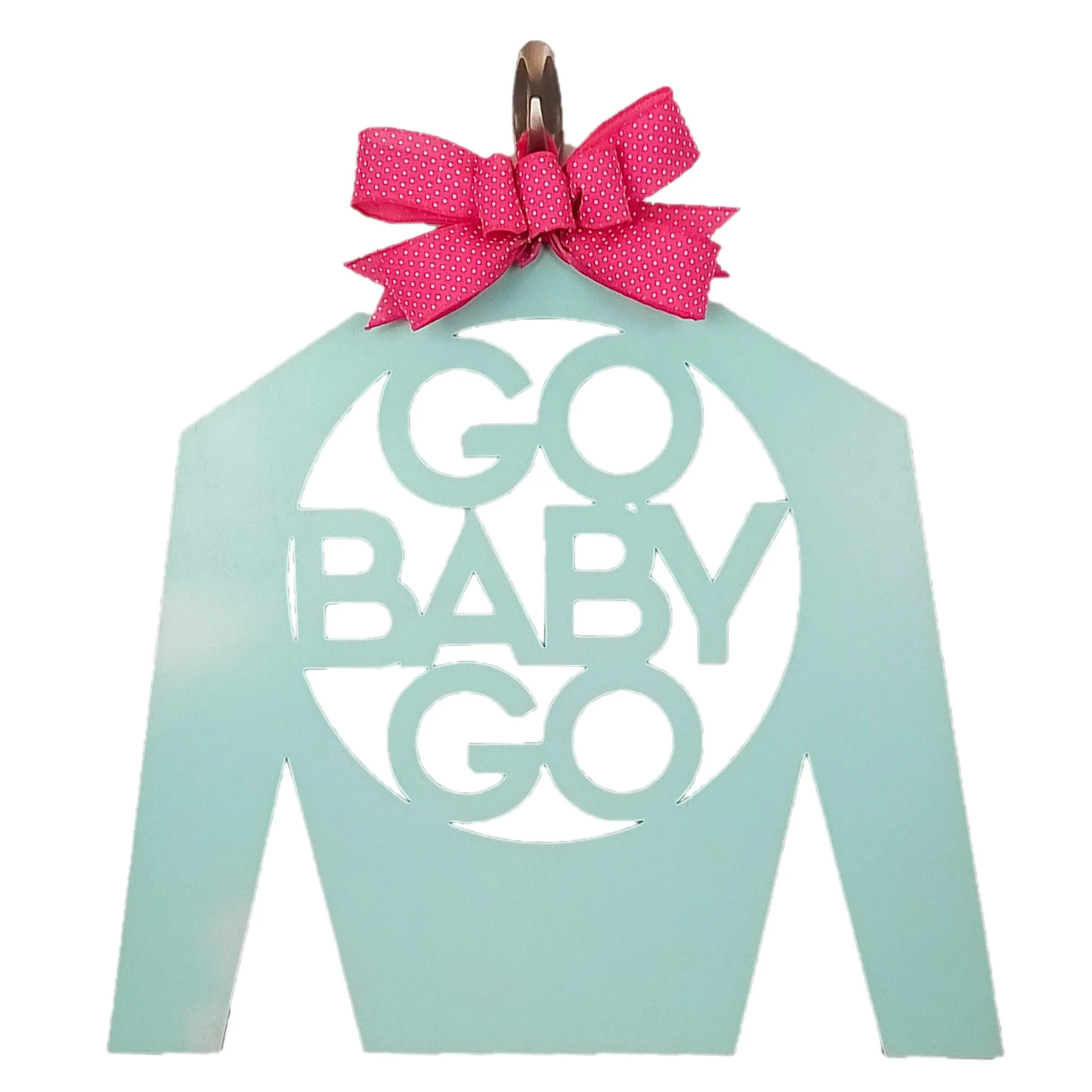 Derby Silk Door Hanger, Go Baby Go Jockey Silk, Customize your Colors