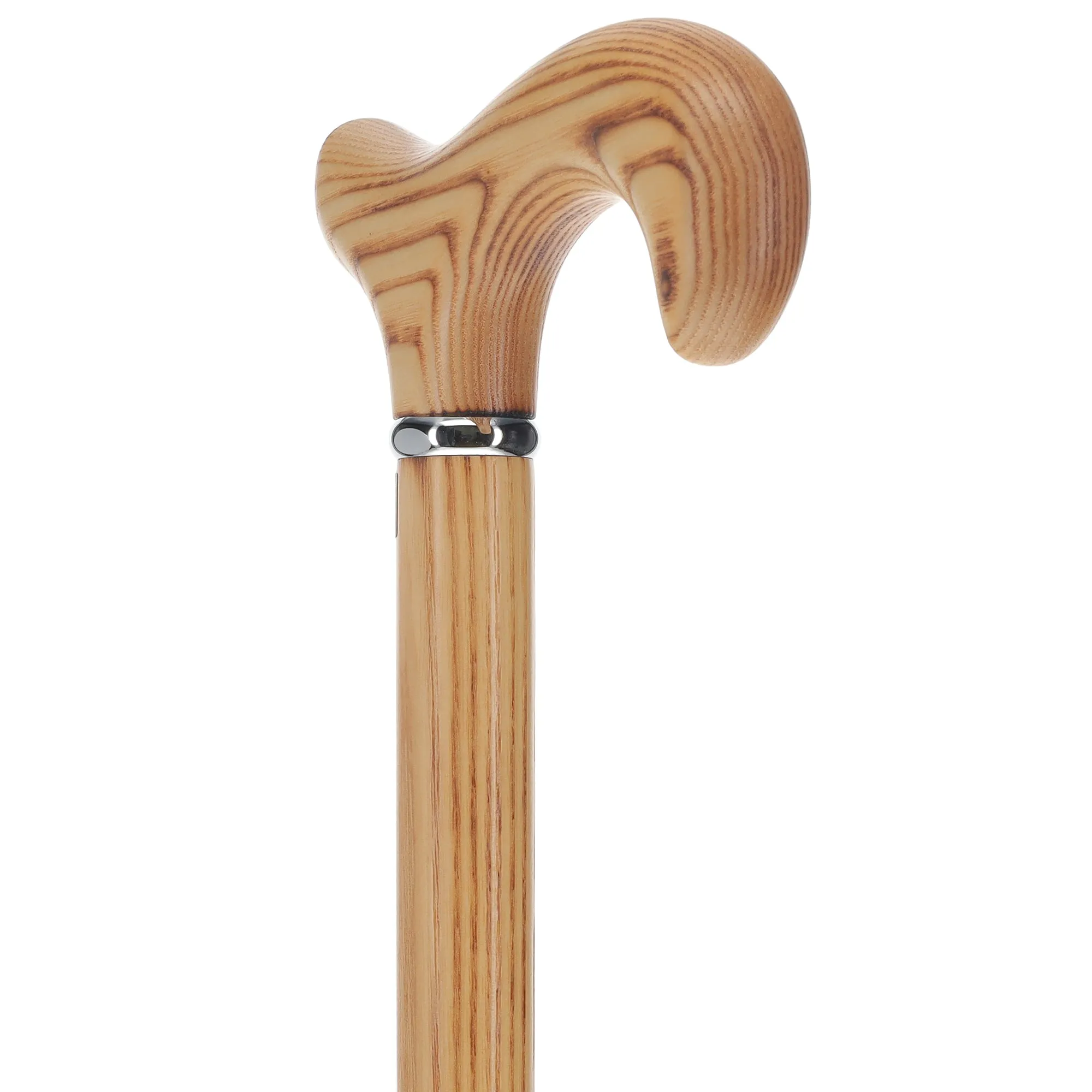 Flame Scorched Ash Derby Walking Cane: Enhanced Wood Grain