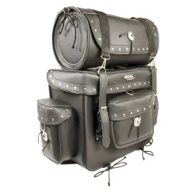 Large 2 Piece PVC Studded Touring Sissy Bar Bag